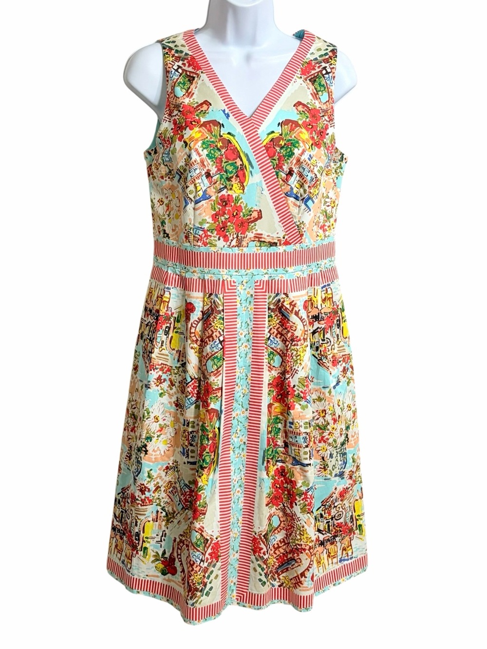Talbots Petites Italian Bistro Cotton Knee Length Dress Womens 6P Euro Summer